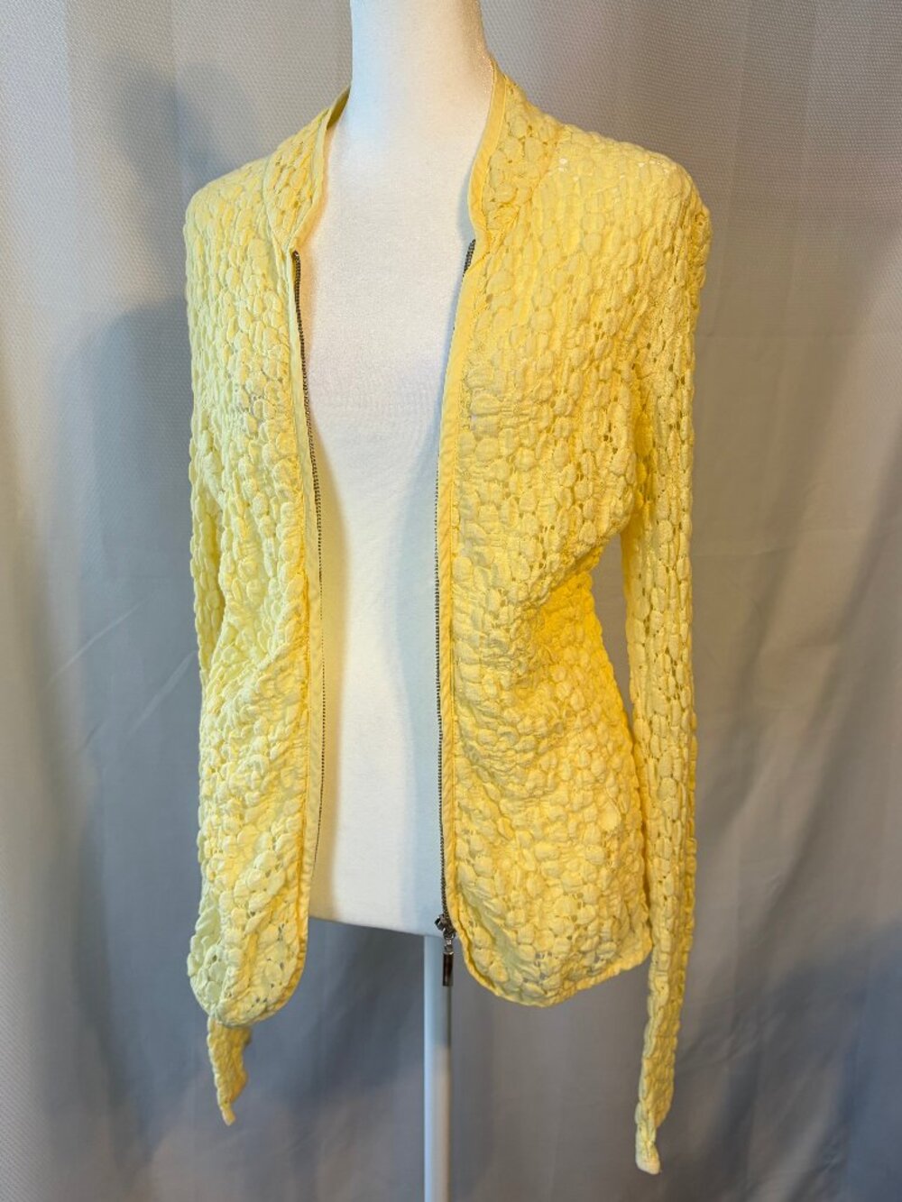 Vintage Peck & Peck Weekend Textured Bubble Knit Zip-Up Women's Cardigan/Jacket